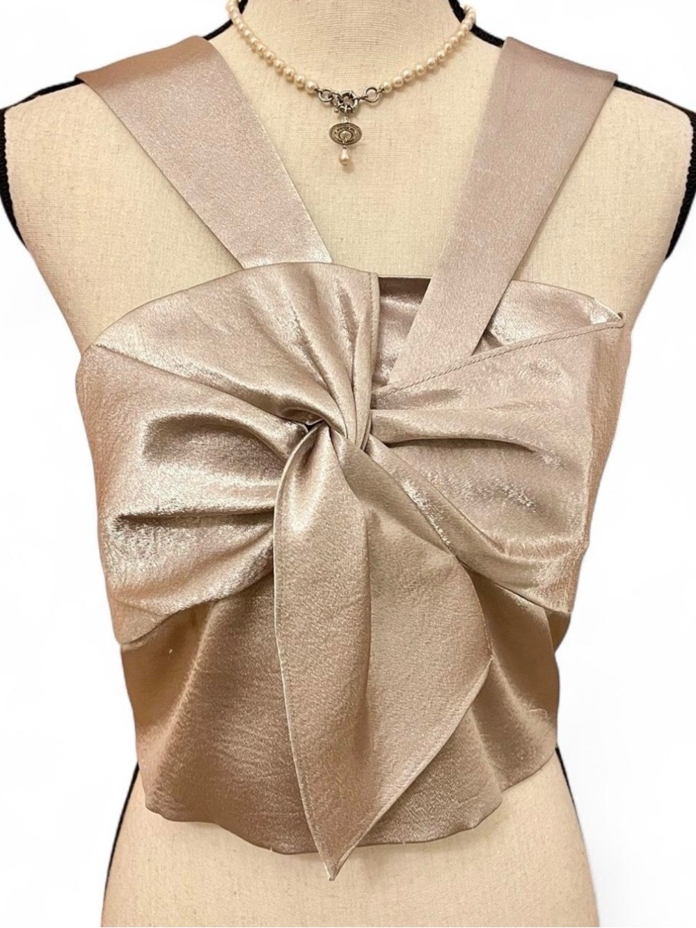✨ Ramy Brook New York Metallic Bow Crop Top – Size 8 ✨